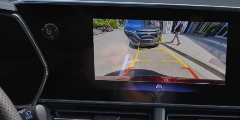 Close up view of the rear parking assist camera feature on the 2025 Chevy Trax